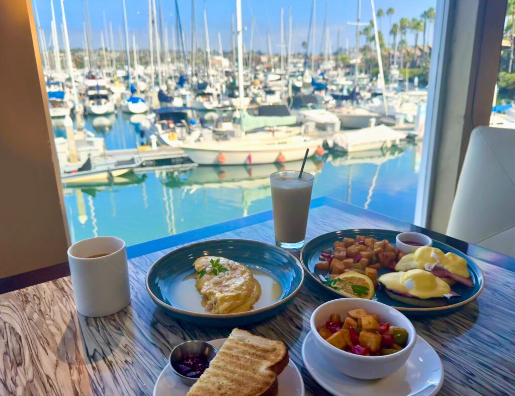 ding room with marina view