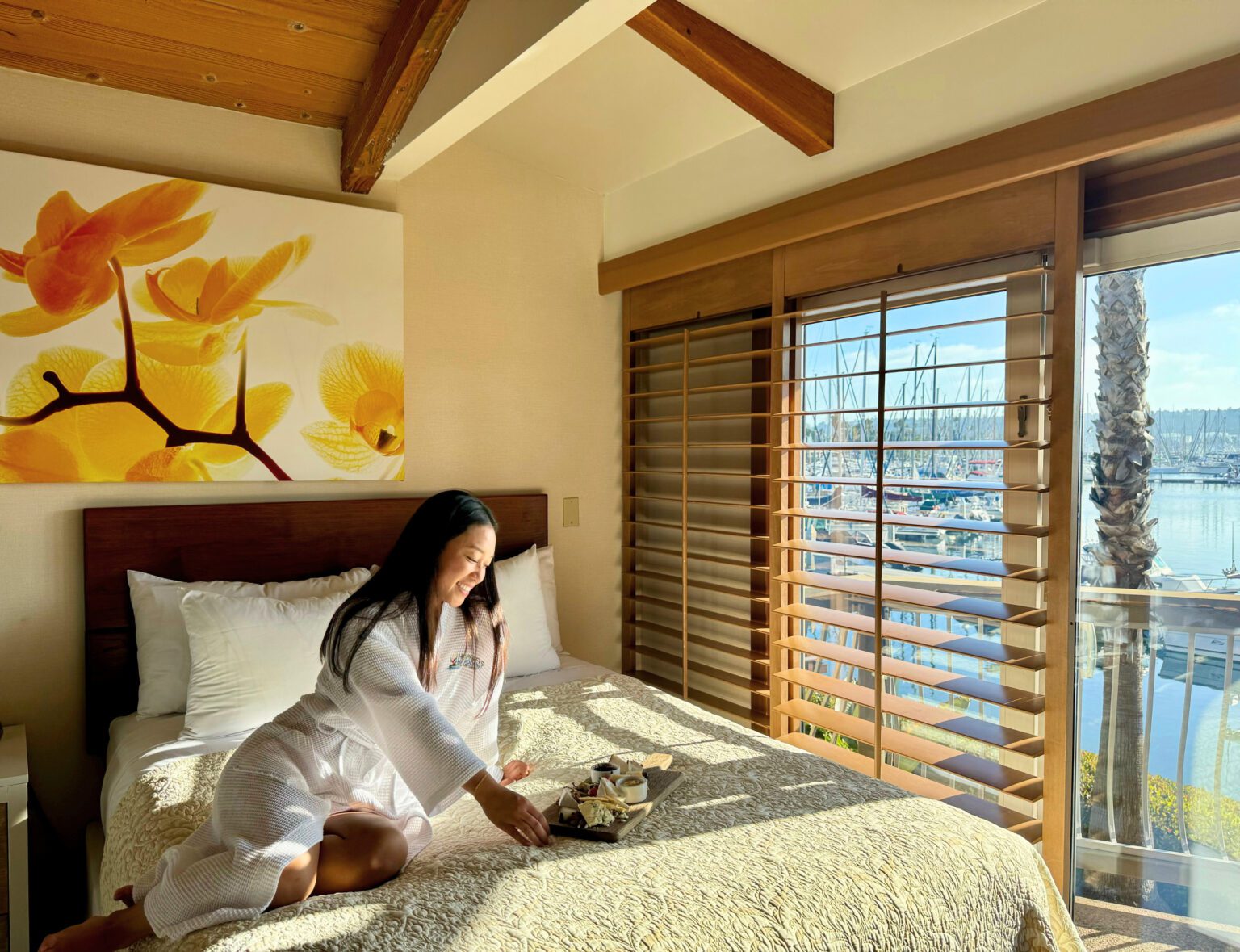 a woman relaxing in her room