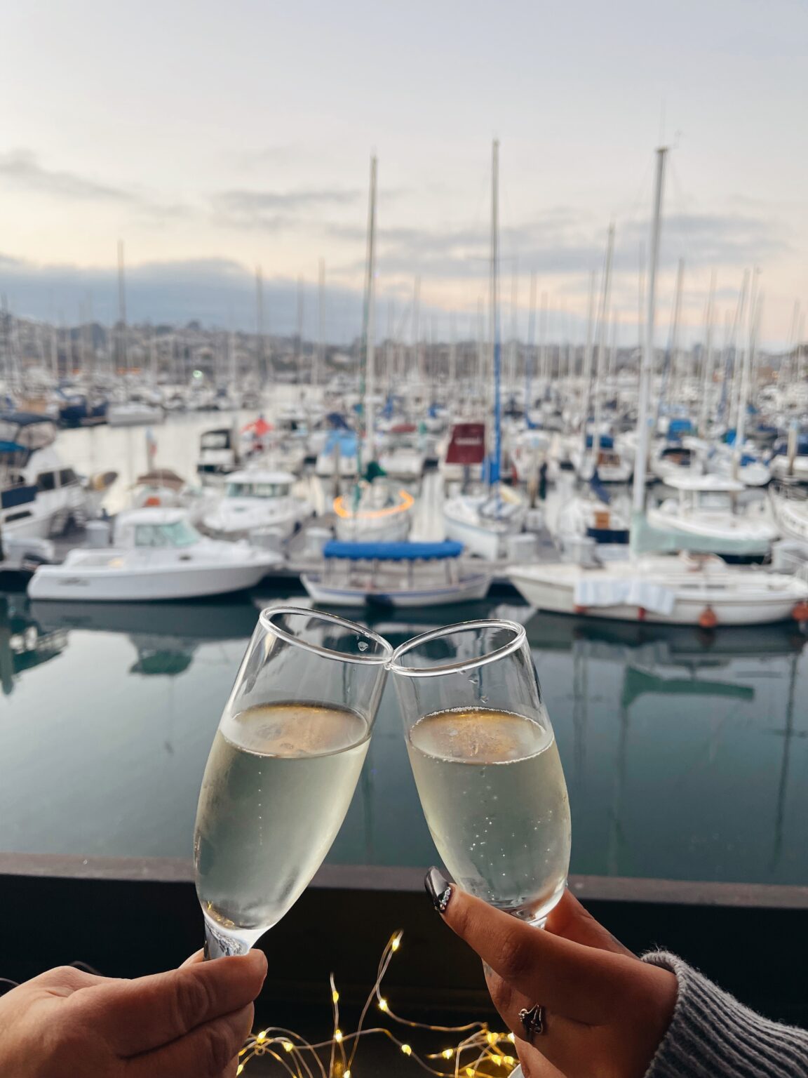 champagne over the marina