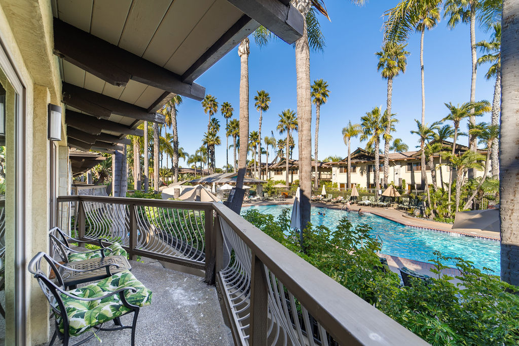 View of pool from balcony