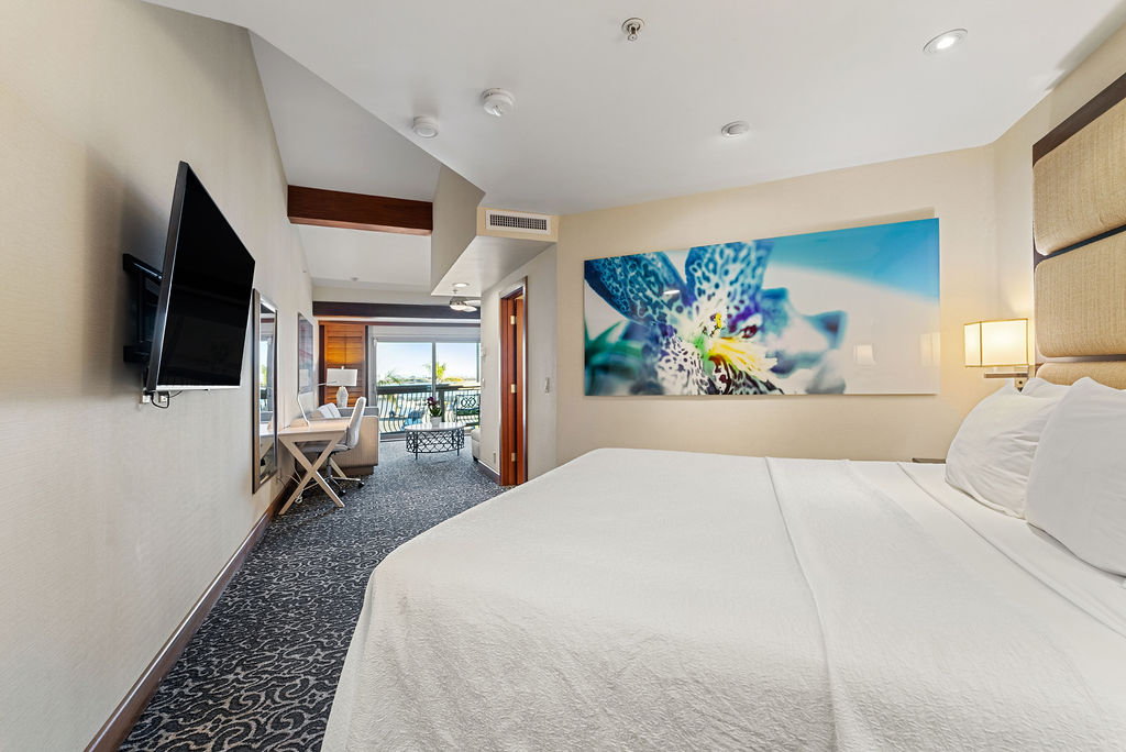 King Bed with hanging tv
