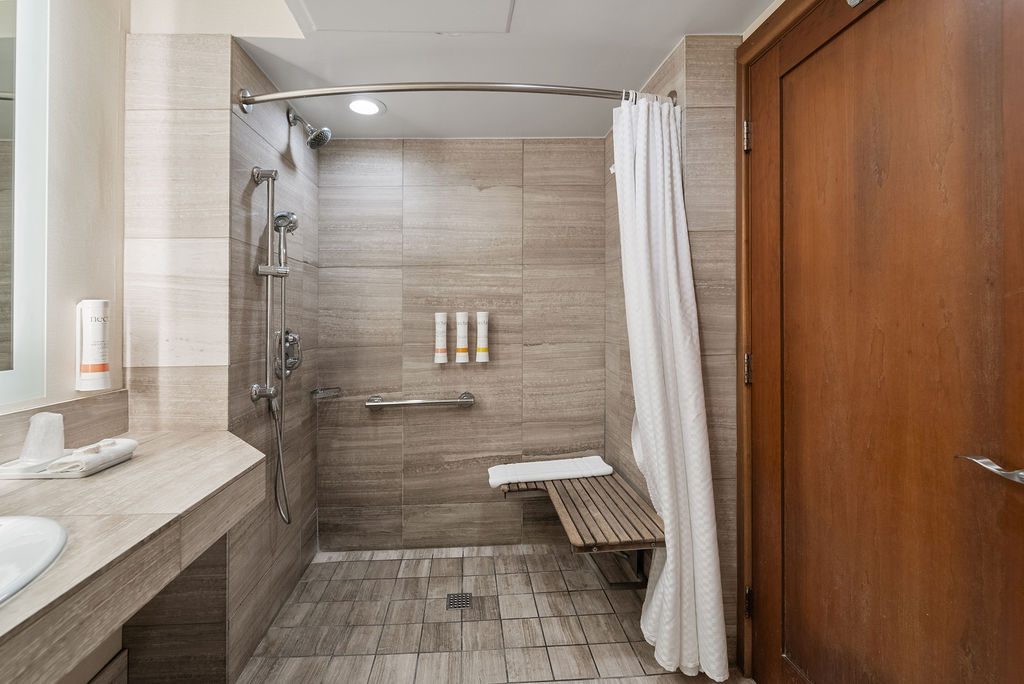 Walk in shower with accessibility