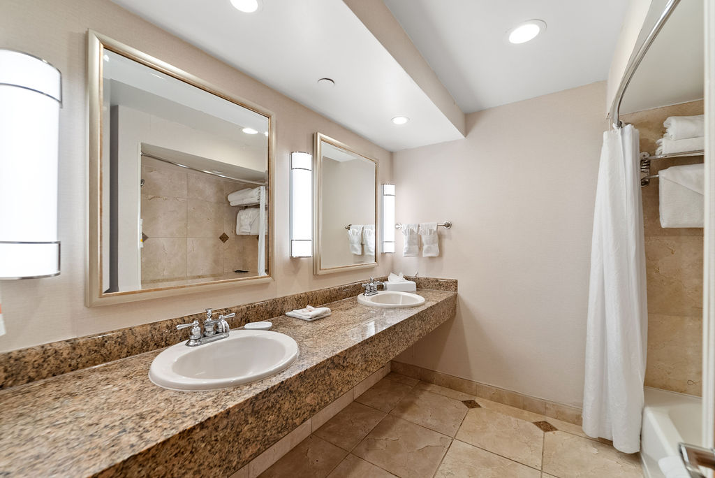 Bathroom with Dual vanities and shower
