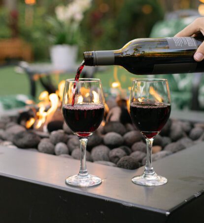 wine by firepits