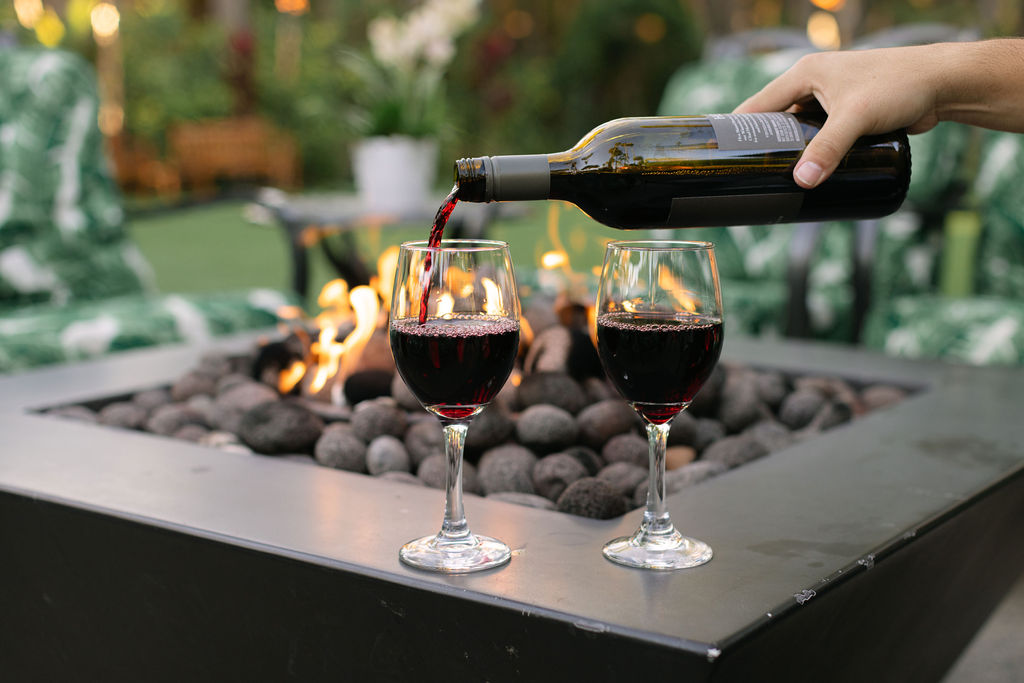 wine by firepits