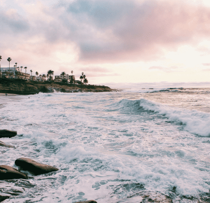 coast of san diego at sunset