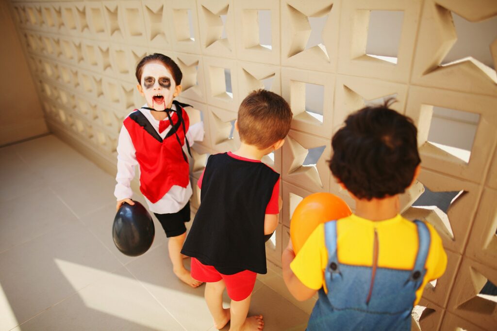 children dressed for halloween